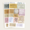 Two Literature Quote Stickers sheets by Live Create Plan with vintage paper-style literary quotes in neutral and pastel tones.