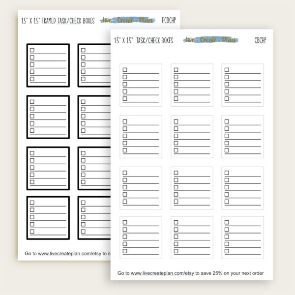 Framed task check boxes planner stickers